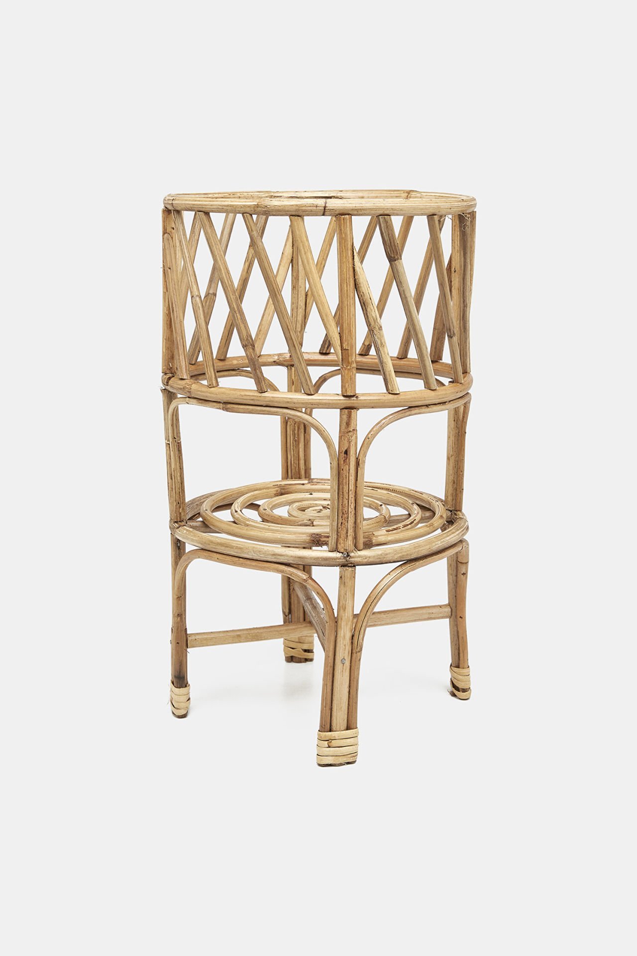 Sooboho Rattan Bambu Çiçeklik Saksı Orta