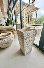 Sooboho Antik Beyaz Toprak Saksı Uzun Yüksek Köşeli