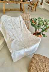 Sooboho Kaplumbağa Desen Jakarlı Örme %100 Pamuk Peştemal