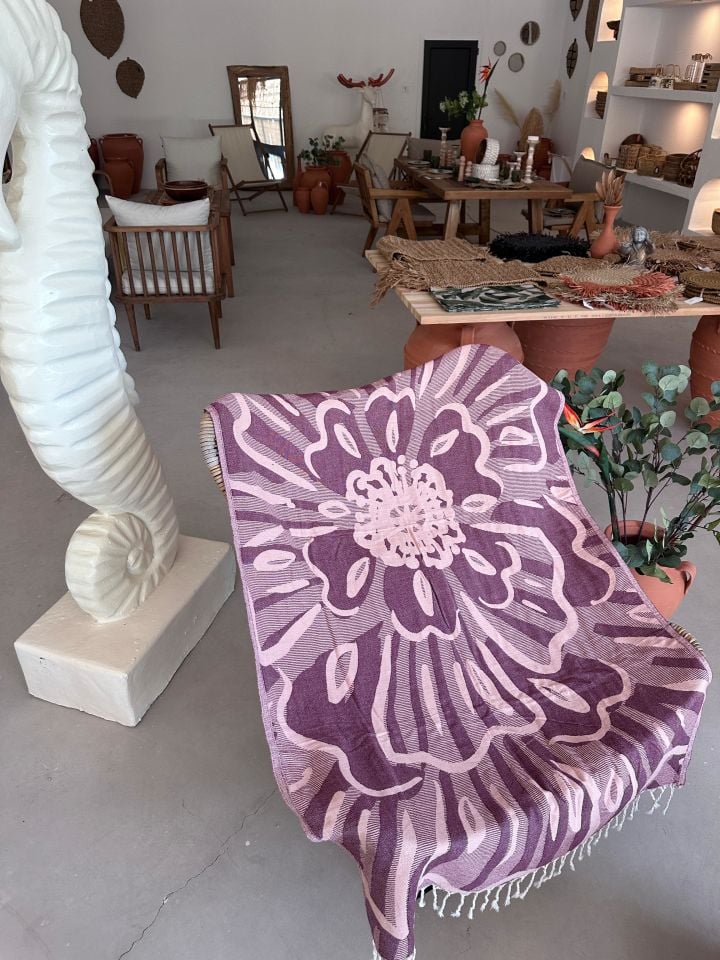 Sooboho Desenli Jakarlı Örme %100 Pamuk Peştemal