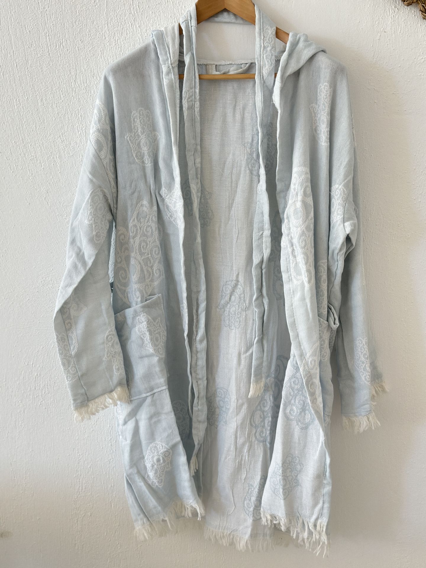 Sooboho Pamuk Kimono Bornoz Fatma Ana Eli Açık Mavi