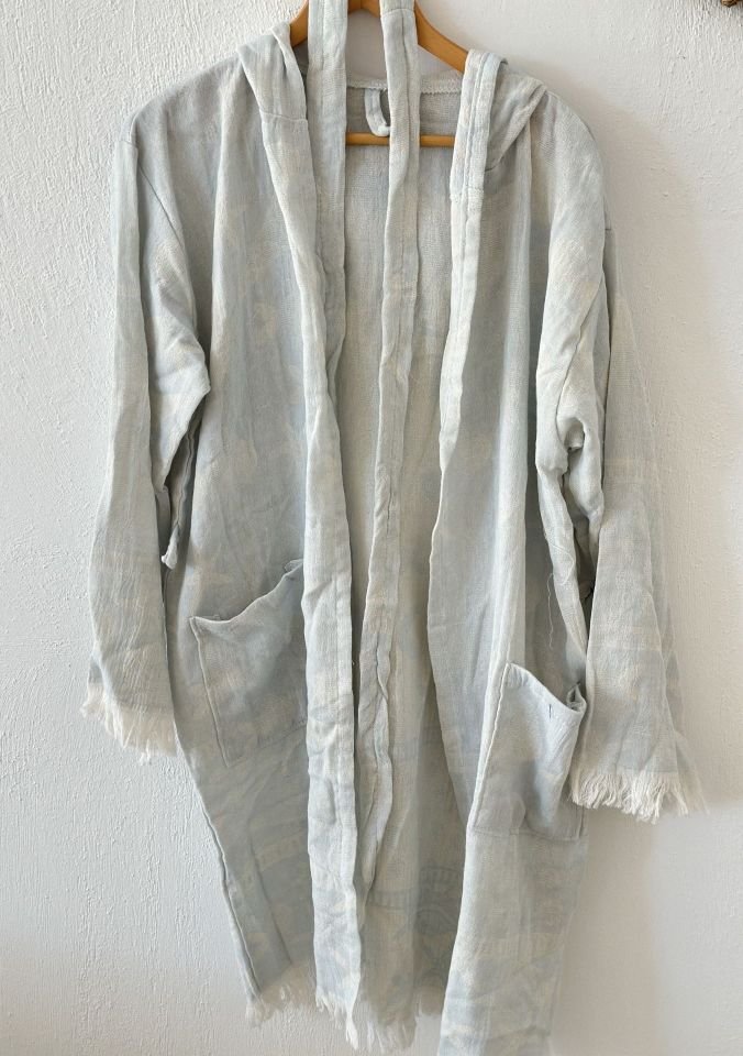 Sooboho Pamuk Kimono Bornoz Açık Mavi Marin