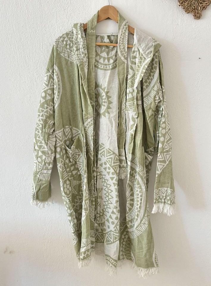 Sooboho Pamuk Kimono Bornoz Mandala Yeşil