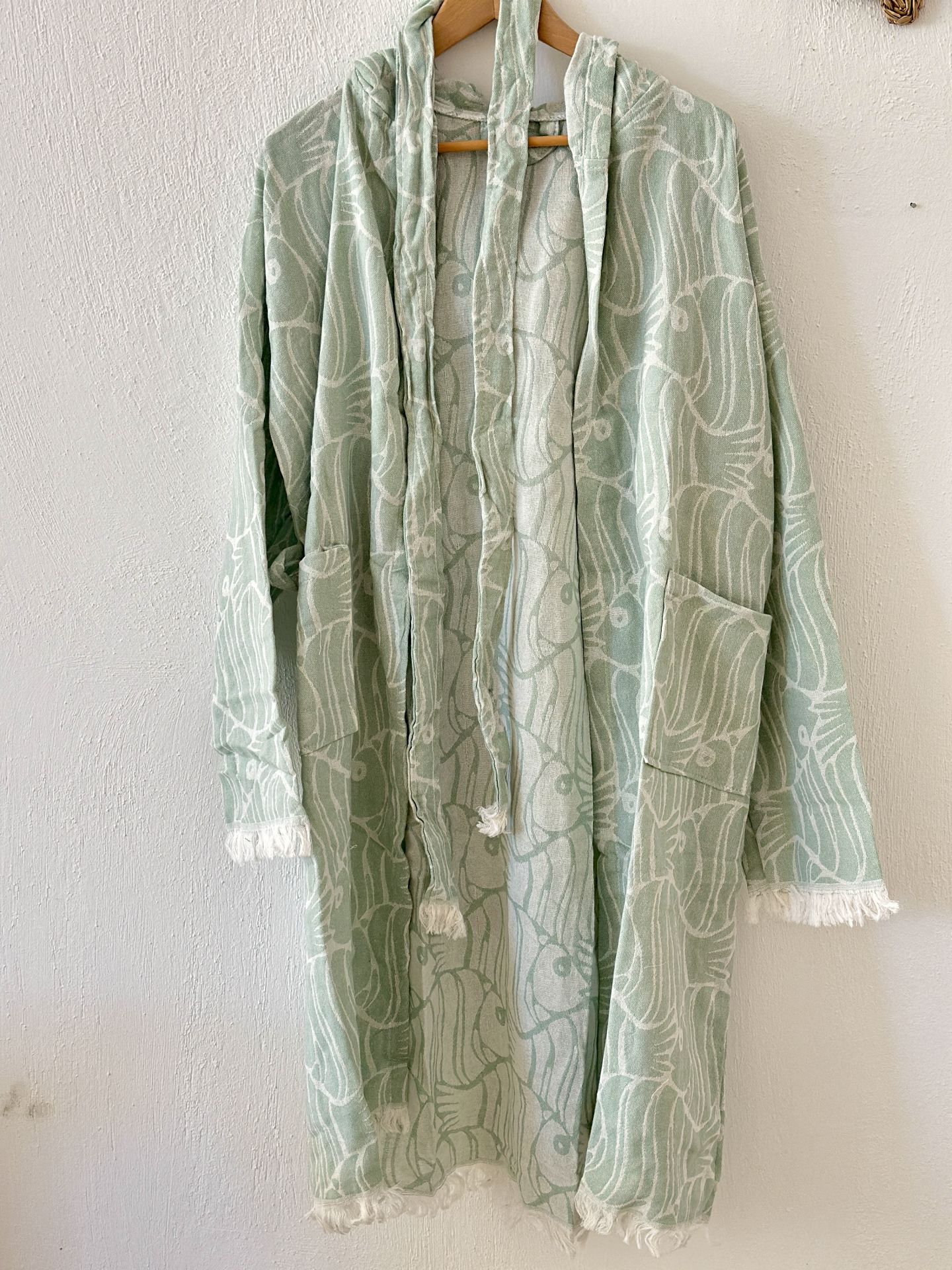 Sooboho Pamuk Kimono Bornoz Balık Mint Yeşili