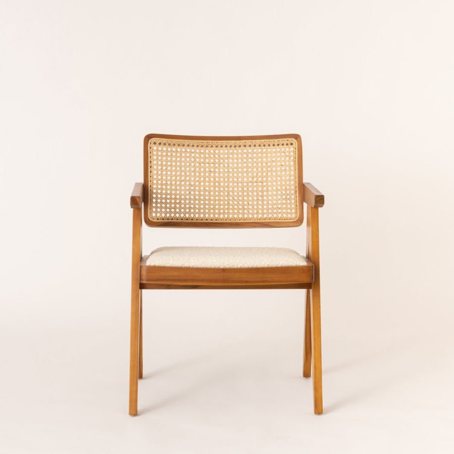 İskandinav Pier Ahşap Hazeran Rattan Sandalye Teddy
