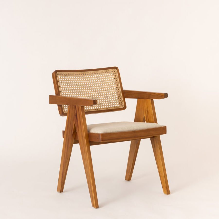 İskandinav Pier Ahşap Hazeran Rattan Sandalye Teddy